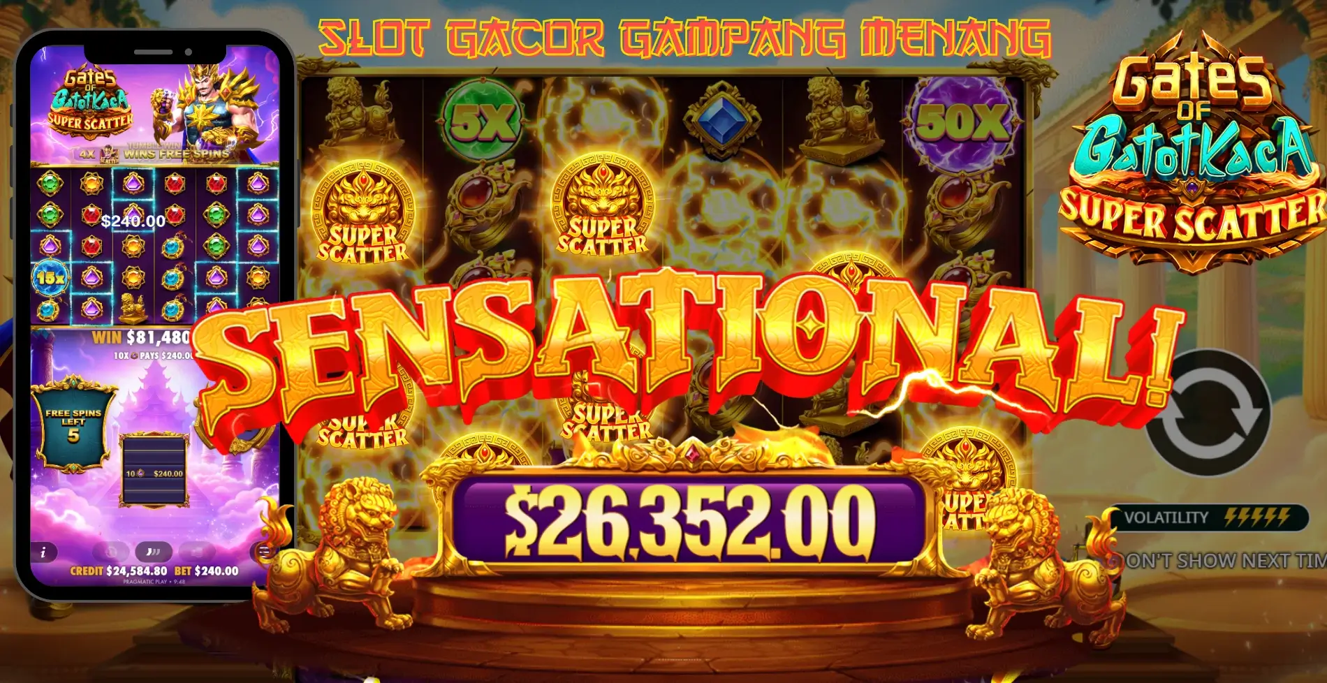 Slot Gampang Menang Gates of Gatot Kaca Super Scatter